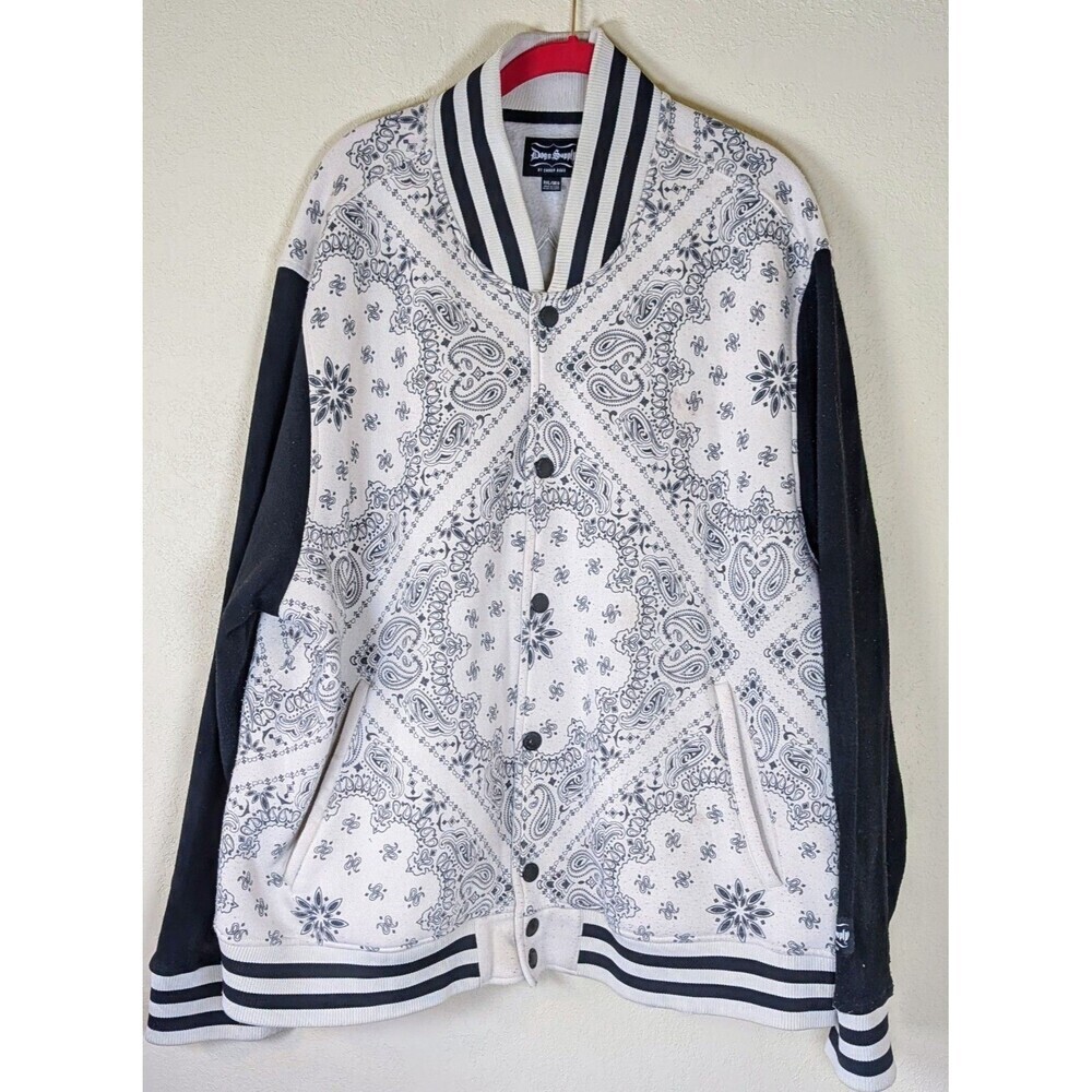 Dogg Supply by Snoop Dogg 3XL Bandana Print Varsity Jacket Black White Sherpa